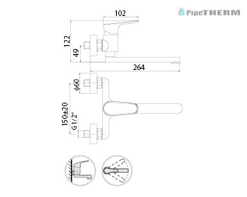 GOSHE BATERIA UMYWALKOWA ŚCIENNA RITA L-16 GOSHE BATERIA UMYWALKOWA ŚCIENNA RITA L-16