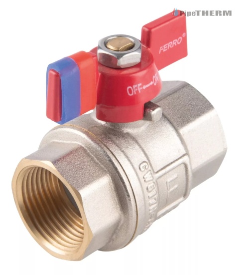FERRO F-POWER ZAWÓR KULOWY PN30 W/W 1" Z MOTYLKIEM
